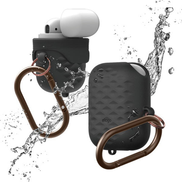 【アウトレット】AIRPODS WaterProof Hang Case Active for AirPods ブラック (カラビナ付き) 【EL_APDCSSCWA_BK】