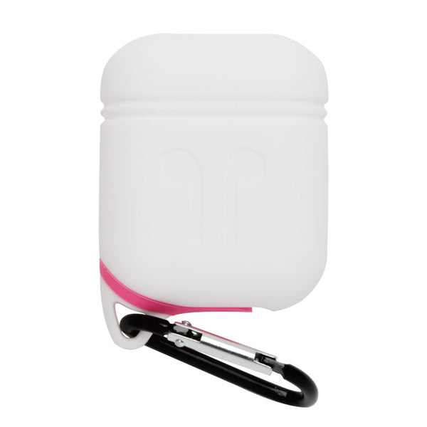 【アウトレット】半防水ツートーンAirpodsケース カラビナ付き ホワイト