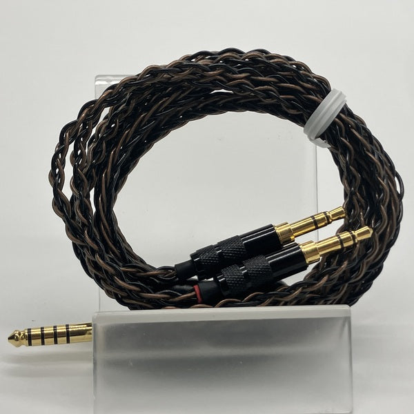 【中古】ヘッドホンケーブル8コア brown black 4.4mm-3.5mm×2 1.2m【秋葉原】